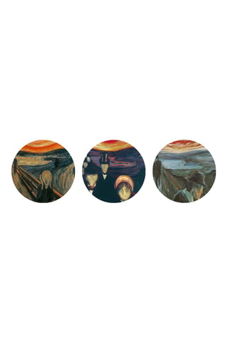 3 tableaux « Skrik », « Angst » et « Fortvilelse » Edvard Munch - 3 x (30 x 30 cm)
