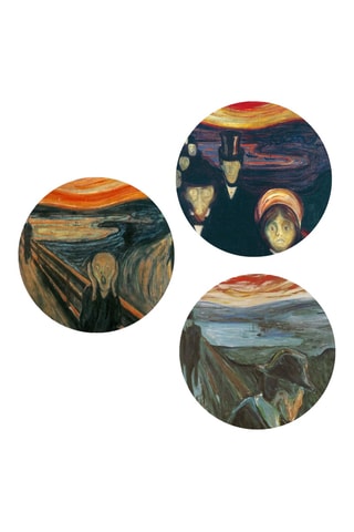 3 tableaux « Skrik », « Angst » et « Fortvilelse » Edvard Munch - 3 x (30 x 30 cm)