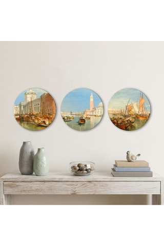 3 tableaux « Venice : The Dogana and San Giorgio Maggiore » Joseph Mallord William Turner - 3 x (30 x 30 cm)