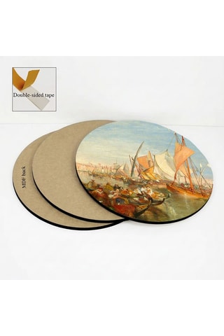 3 tableaux « Venice : The Dogana and San Giorgio Maggiore » Joseph Mallord William Turner - 3 x (30 x 30 cm)