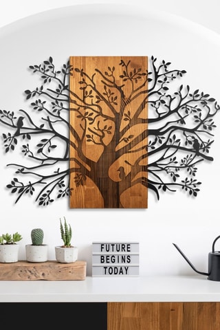 Décoration murale en bois - 85 x 57,5 cm - Naturel et noir