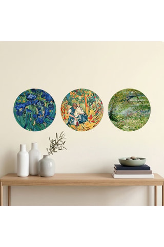 3 tableaux « Iris», « Les berges de la rivière au printemps » Vincent Van Gogh et « Les Fauves » Mourlot - 3 x (30 x 30 cm)
