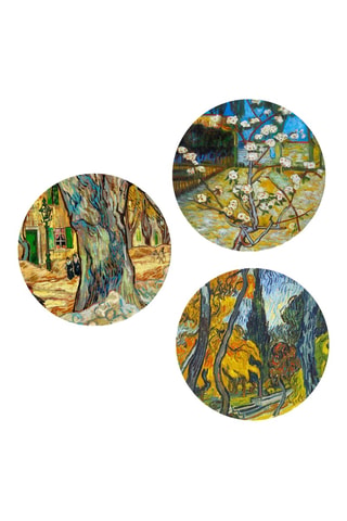 3 tableaux « Le Poirier des fleurs », « Les Grands Platanes »  et « Arbres dans le jardin de l’hôpital Saint-Paul » Vincent van Gogh - 3 x (30 x 30 cm)