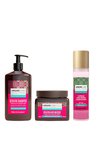 Coffret kératine arganicare shampoing masque spray réparateur - 3 produits