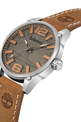 Montre à quartz en cuir - Marron et argenté