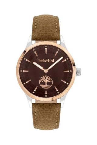 Montre à quartz en cuir Whittemore - Taupe et doré rose