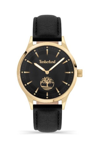 Montre à quartz en cuir - Noir et doré
