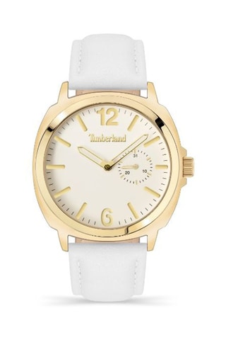 Montre à quartz en cuir - Blanc et doré