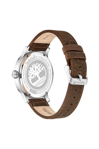 Montre à quartz en cuir - Marron et argenté