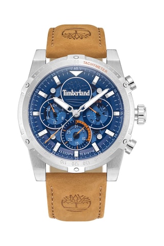 Montre en cuir - Tachymètre et chronographe - Camel et argenté