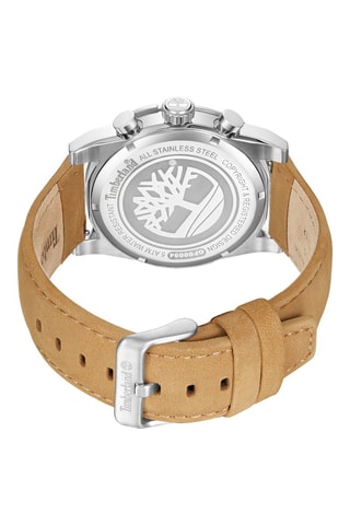 Montre en cuir - Tachymètre et chronographe - Camel et argenté