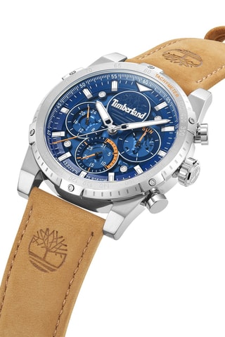 Montre en cuir - Tachymètre et chronographe - Camel et argenté