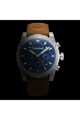 Montre en cuir - Tachymètre et chronographe - Camel et argenté