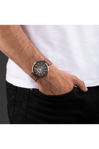 Montre en cuir - Marron et argenté