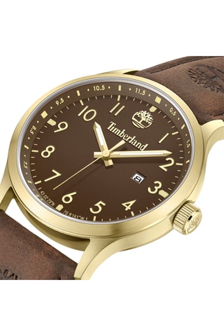 Montre à quartz en cuir - Marron et doré