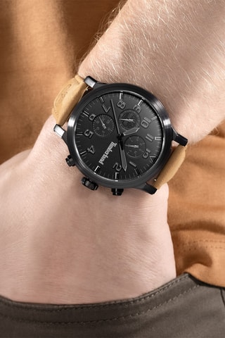 Montre à quartz en cuir - Marron et noir