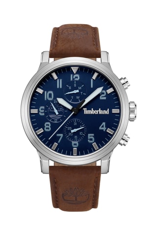 Montre à quartz en cuir - Marron et argenté