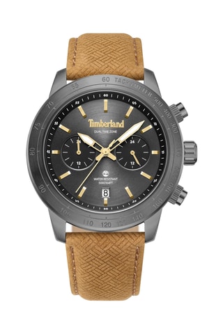 Montre à quartz en cuir - Tachymètre - Marron et gris