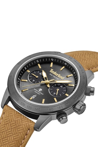 Montre à quartz en cuir - Tachymètre - Marron et gris