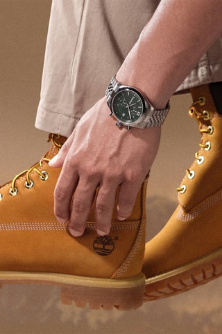 Montre à quartz en acier - Chronographe - Argenté