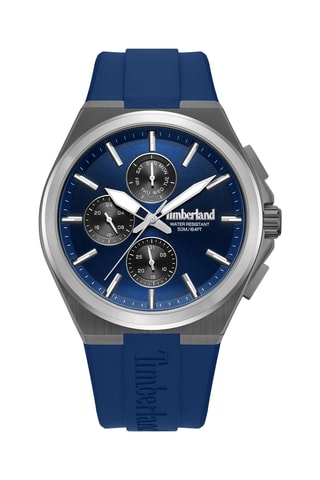 Montre à quartz en silicone - Chronographe - Bleu et argenté