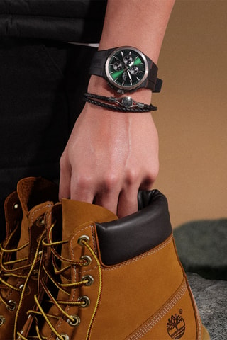 Montre à quartz en silicone - Chronographe - Noir et argenté