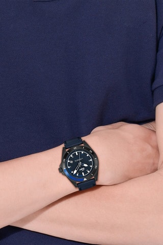 Reloj automático de piel - Negro y azul