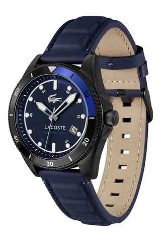 Reloj automático de piel - Negro y azul