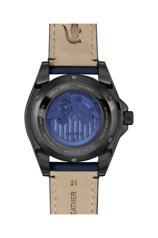 Reloj automático de piel - Negro y azul