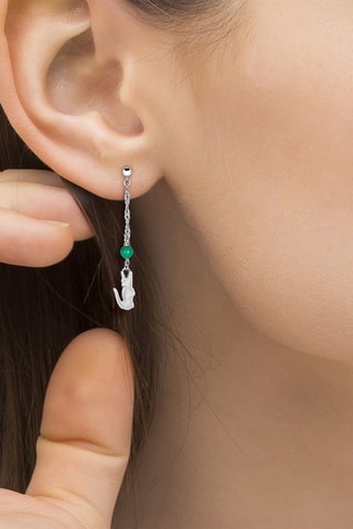 Pendientes - Chapado en oro blanco y piedras naturales