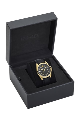 Reloj de cuarzo de piel bovina - Negro y dorado