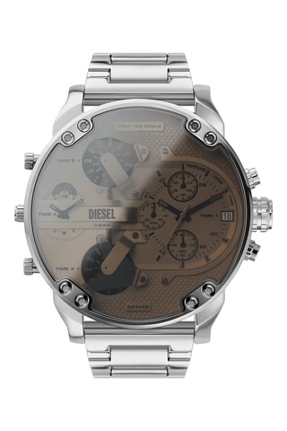 Reloj de cuarzo de acero - Cronógrafo y función GMT - Plateado y beige