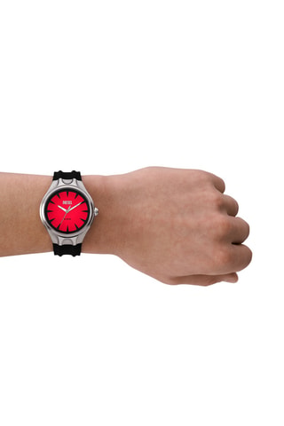 Reloj de cuarzo de silicona - Negro y plateado