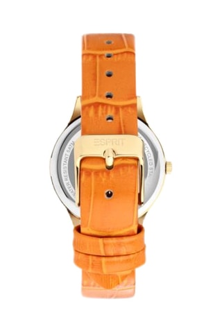 Reloj de cuarzo de piel - Naranja y dorado