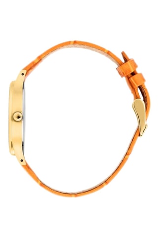 Reloj de cuarzo de piel - Naranja y dorado