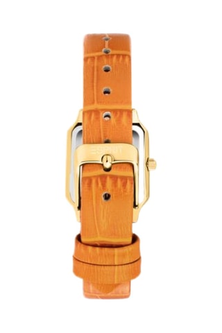 Reloj de cuarzo de piel - Naranja y dorado
