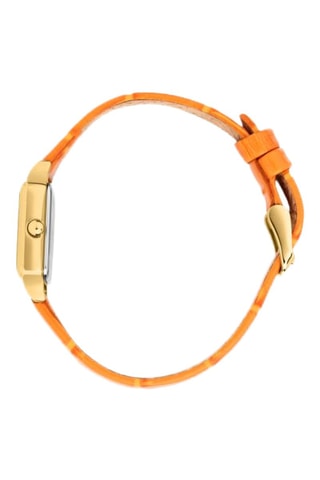 Reloj de cuarzo de piel - Naranja y dorado