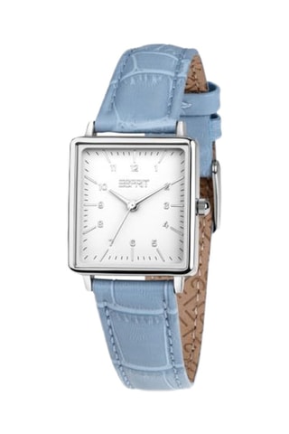 Reloj de cuarzo de piel - Azul y plateado