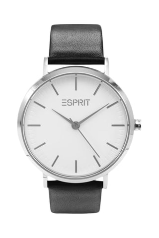 Reloj de cuarzo de piel - Negro y plateado