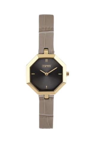 Reloj de cuarzo de piel - Beige y dorado
