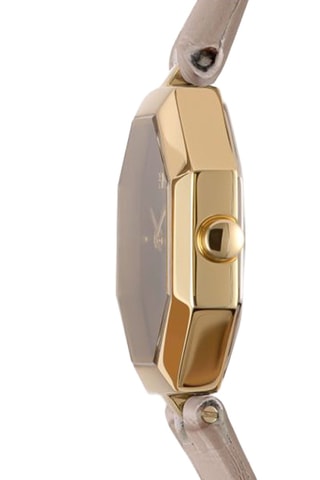Reloj de cuarzo de piel - Beige y dorado