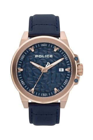 Reloj de cuarzo de piel - Azul y rosa dorado