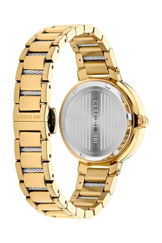 Reloj de cuarzo de acero y nácar Gardena - Contador de fase lunar - Dorado y gris