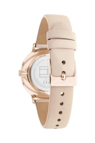 Reloj de cuarzo de piel - Beige y rosa dorado