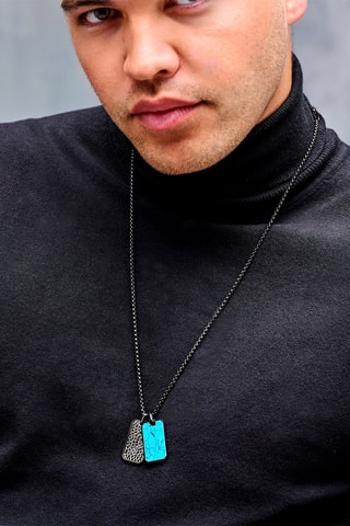Collar - Gris y turquesa