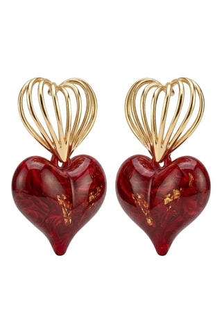 Boucles d'oreilles - Doré et rouge
