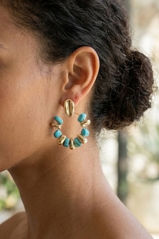Boucles d'oreilles - Doré et bleu