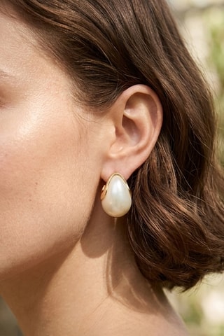 Boucle d'oreilles - Doré et blanc
