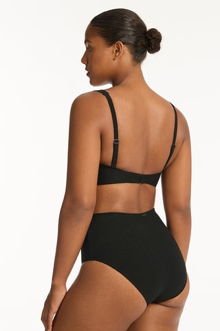 Braga de bikini de talle alto Honeycomb - Negro