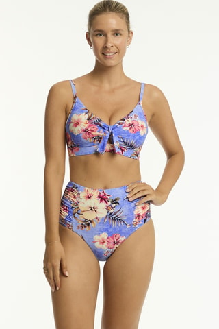 Braga de bikini de talle alto Blue Hawaii - Azul cobalto jaspeado